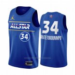 Maillot All Star 2021 Milwaukee Bucks Giannis Antetokounmpo #34 Bleu